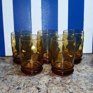Vintage mid-century Libbey gold juice glasses